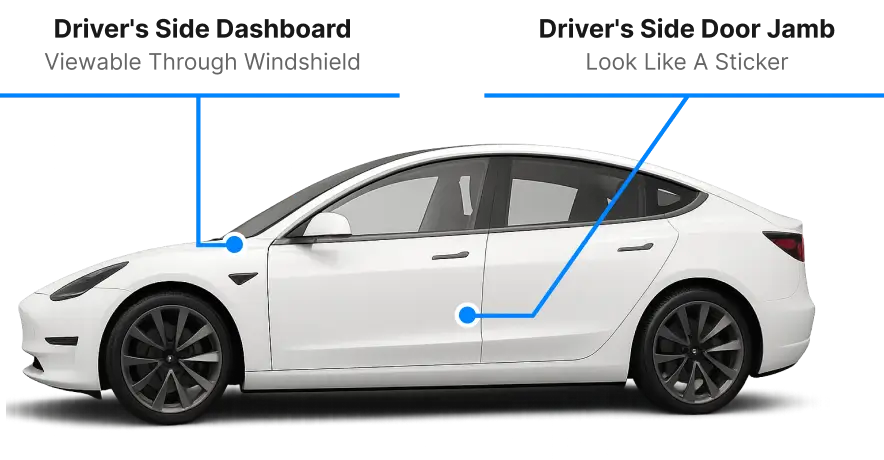 Diagram showing all VIN number locations on a vehicle